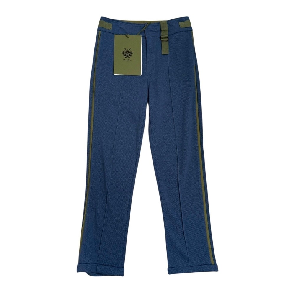 NEW Mr & Mrs Italy Pique Pants Jersey Salt Blue XS Embroidered Logo Patches